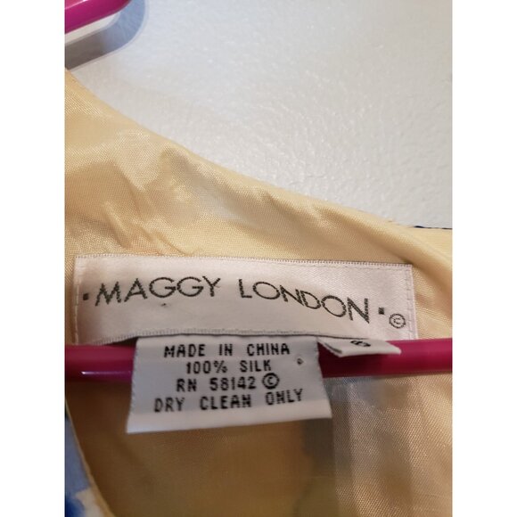 Vtg Maggy London Women 6 100% Silk Dress Bright Floral Career Spring Garden Chic - Picture 5 of 5